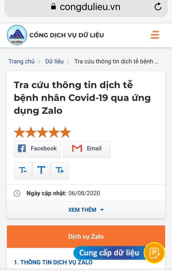 Đà Nẵng đưa vào sử dụng Ứng dụng tra cứu ca bệnh Covid-19